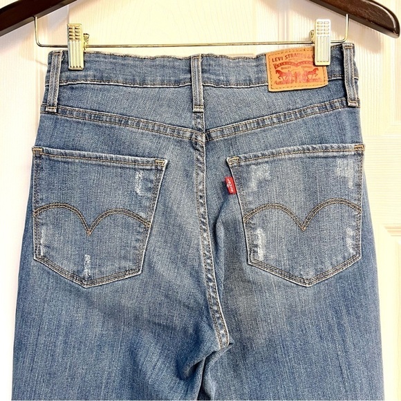 LEVI’S 70s HIGH RISE FLARE WOMEN'S JEANS Size 27 distressed patched - Picture 8 of 11